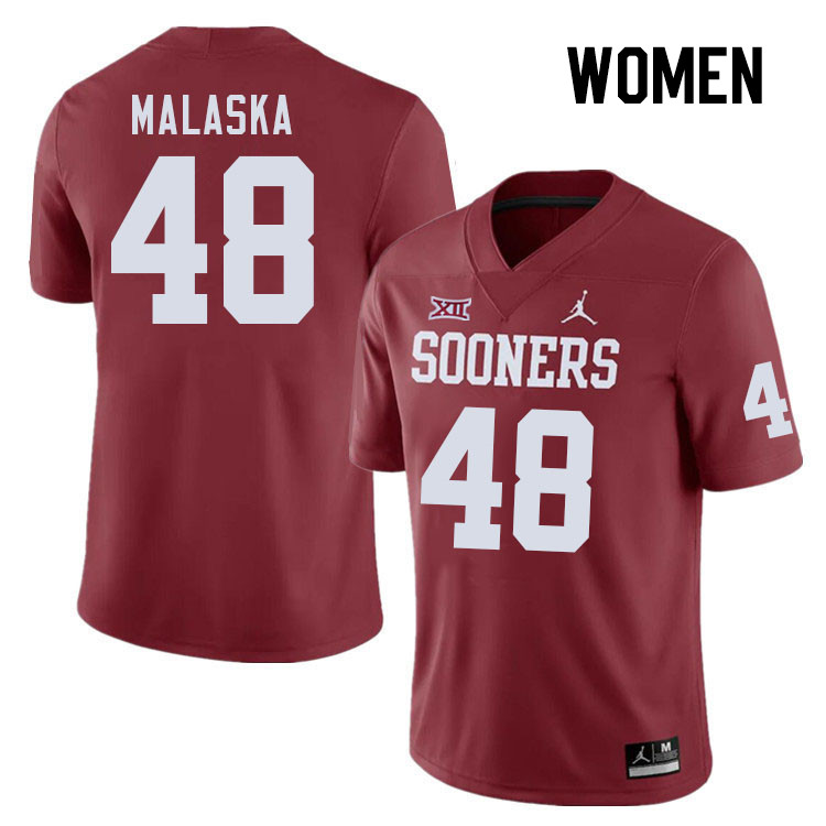 Women #48 Jocelyn Malaska Oklahoma Sooners College Football Jerseys Stitched-Crimson